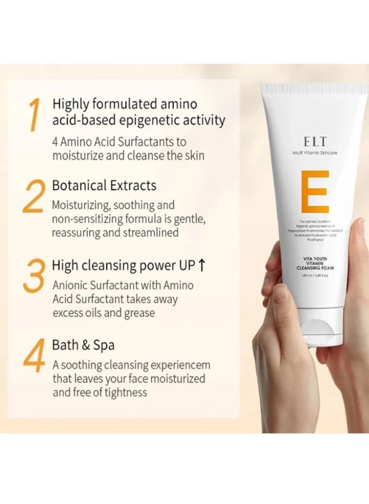 اي ال تي ELT Cosmetic Vita Youth Vitamin Cleansing Foam – غسول فيتامين لتفتيح البشرة وتنظيف المسام بعمق - Image 4
